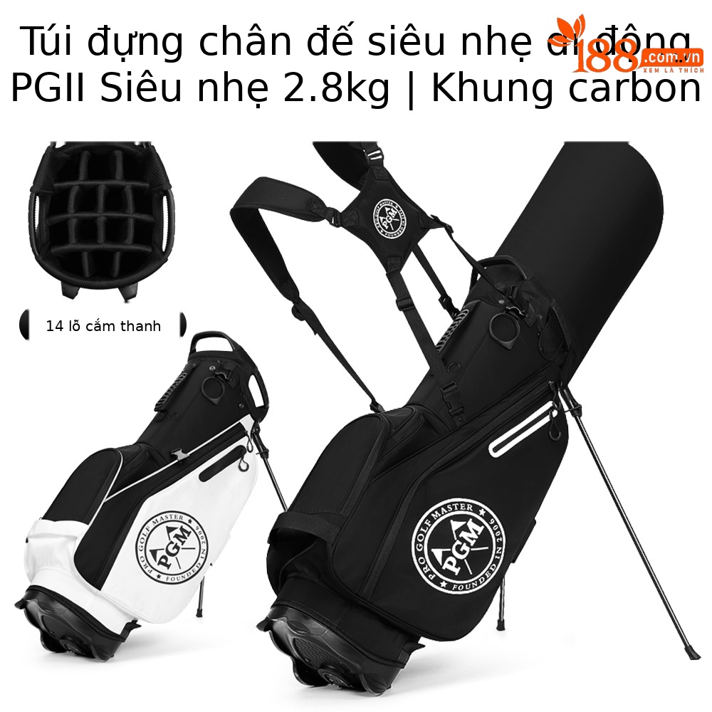 Túi đựng gậy golf PGM có giá đỡ 14 ngăn, nhẹ 2,8 kg, chất liệu chống nước — QB170-Tất cả màu đen [14 lỗ thanh lưới/siêu nhẹ 2,8 kg/giá đỡ bằng sợi carbon/túi nhiệt độ không đổi đồ uống], QB170-Đen và trắng [14 lỗ thanh lưới/siêu nhẹ 2,8 kg/giá đỡ bằng sợi carbon/túi nhiệt độ không đổi đồ uống]