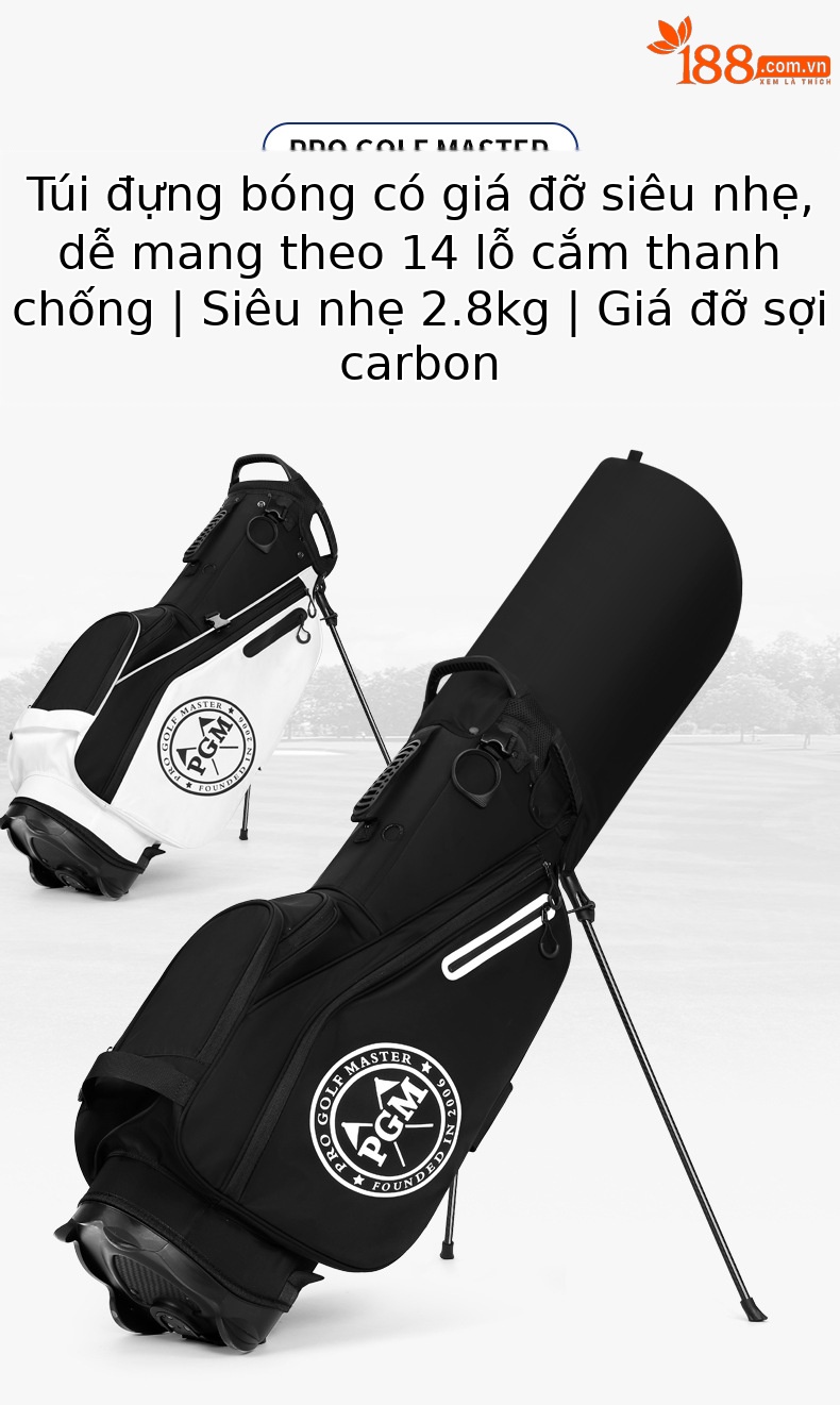 Túi đựng gậy golf PGM có giá đỡ 14 ngăn, nhẹ 2,8 kg, chất liệu chống nước — QB170-Tất cả màu đen [14 lỗ thanh lưới/siêu nhẹ 2,8 kg/giá đỡ bằng sợi carbon/túi nhiệt độ không đổi đồ uống], QB170-Đen và trắng [14 lỗ thanh lưới/siêu nhẹ 2,8 kg/giá đỡ bằng sợi carbon/túi nhiệt độ không đổi đồ uống] chi tiết 3