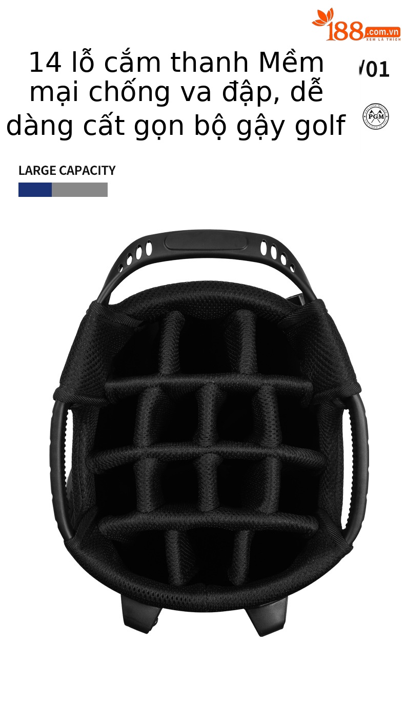 Túi đựng gậy golf PGM có giá đỡ 14 ngăn, nhẹ 2,8 kg, chất liệu chống nước — QB170-Tất cả màu đen [14 lỗ thanh lưới/siêu nhẹ 2,8 kg/giá đỡ bằng sợi carbon/túi nhiệt độ không đổi đồ uống], QB170-Đen và trắng [14 lỗ thanh lưới/siêu nhẹ 2,8 kg/giá đỡ bằng sợi carbon/túi nhiệt độ không đổi đồ uống] chi tiết 4