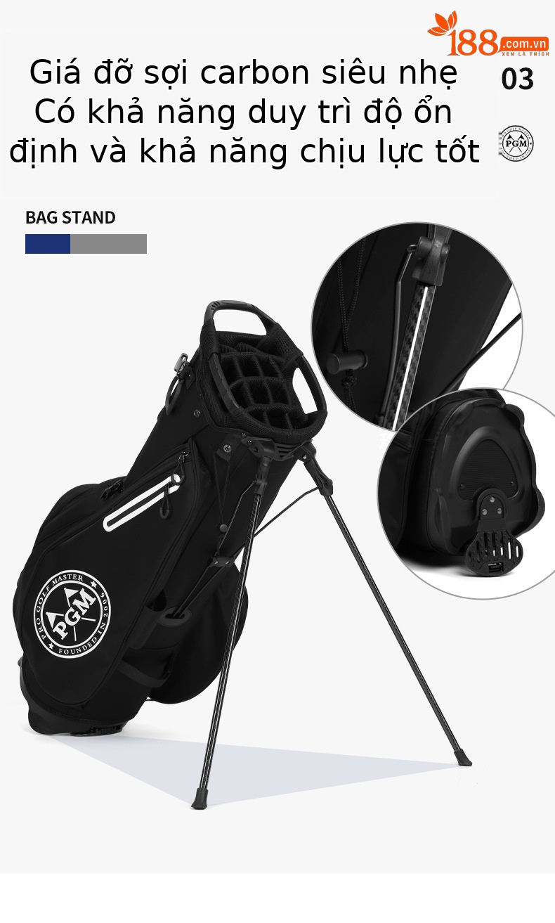 Túi đựng gậy golf PGM có giá đỡ 14 ngăn, nhẹ 2,8 kg, chất liệu chống nước — QB170-Tất cả màu đen [14 lỗ thanh lưới/siêu nhẹ 2,8 kg/giá đỡ bằng sợi carbon/túi nhiệt độ không đổi đồ uống], QB170-Đen và trắng [14 lỗ thanh lưới/siêu nhẹ 2,8 kg/giá đỡ bằng sợi carbon/túi nhiệt độ không đổi đồ uống] chi tiết 5