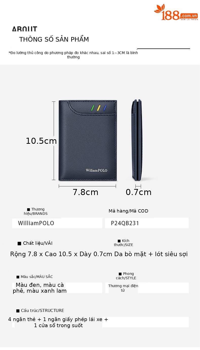 Ví card holder nam siêu mỏng Emperor Paul đựng danh thiếp thẻ tín dụng chi tiết 9