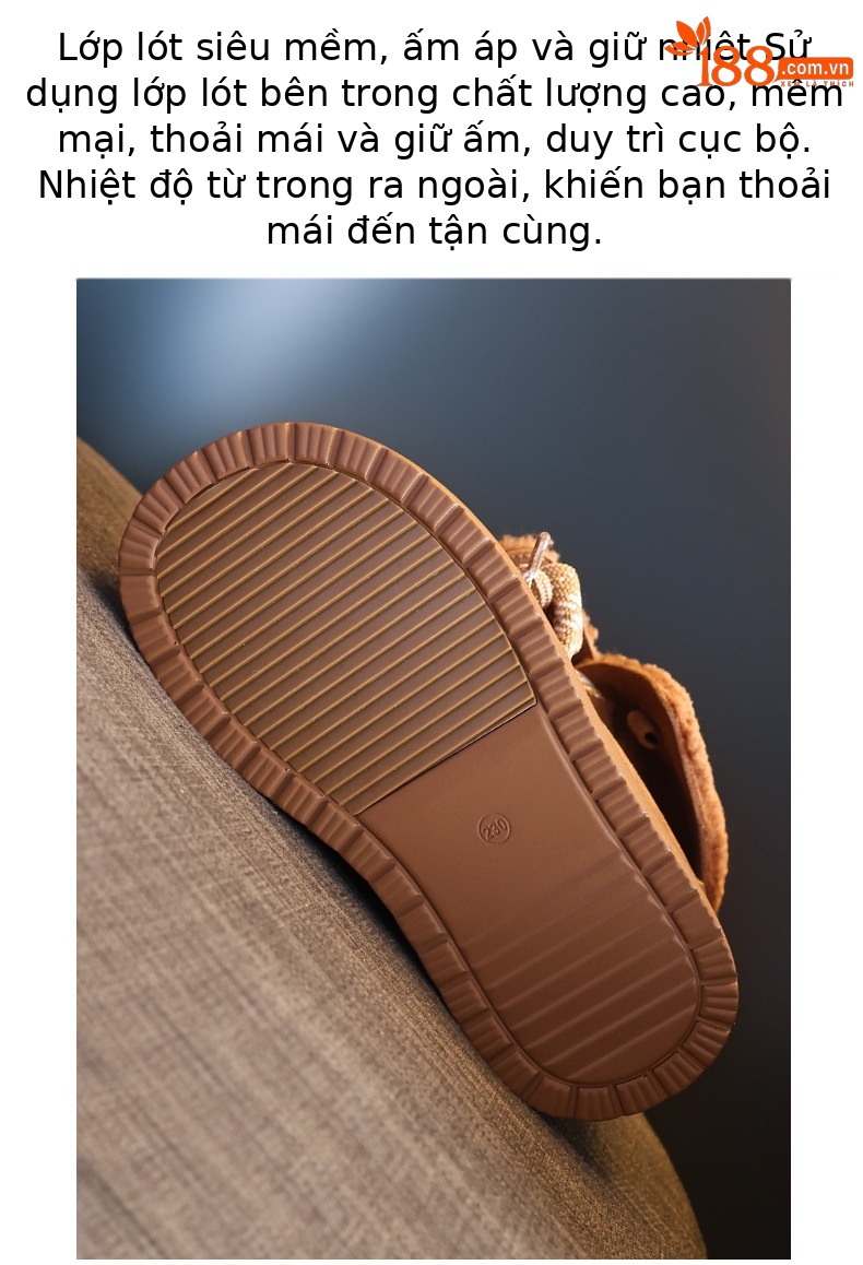 Giày boot nữ cổ cao lót nhung chống trượt đế dày tăng chiều cao — Màu cà phê chi tiết 9