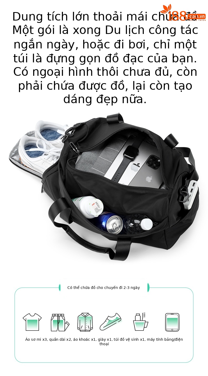 Túi du lịch Paul dung tích lớn ngăn khô ướt thể thao xách tay chi tiết 4
