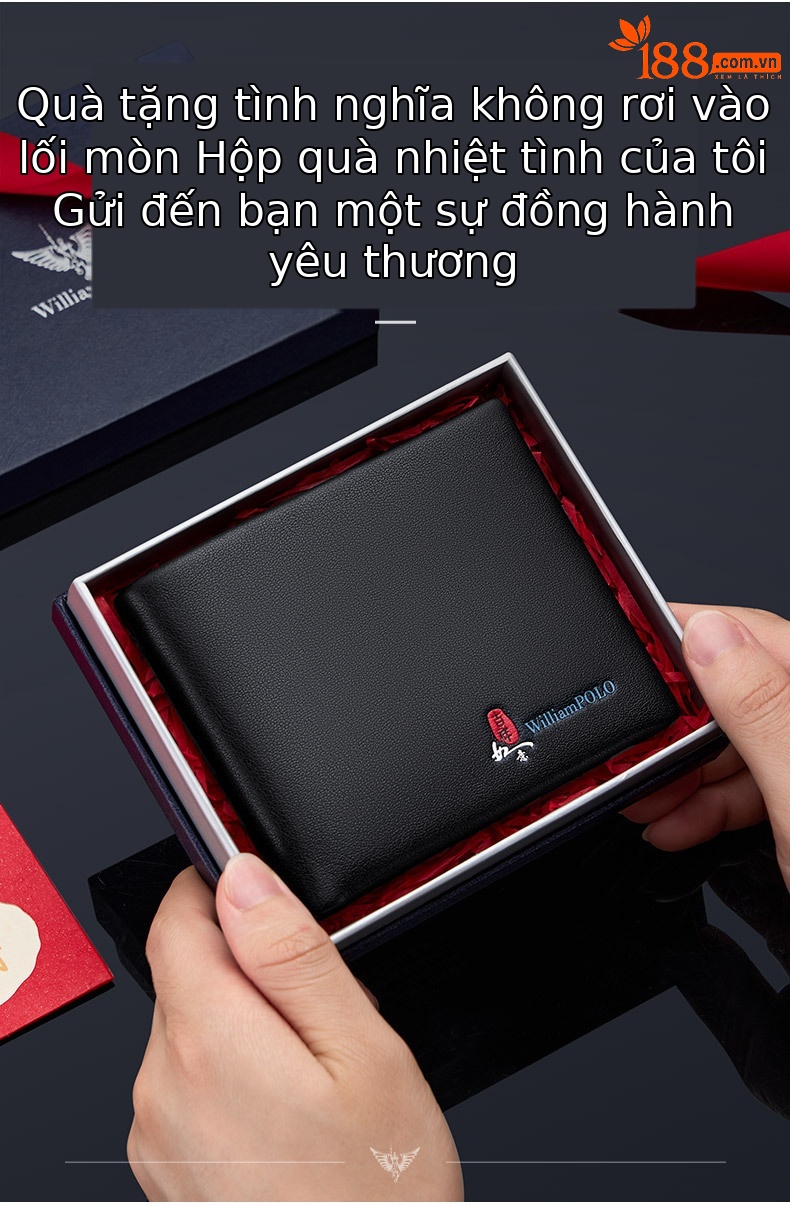 Ví nam da thật siêu mỏng công sở nhiều ngăn đựng thẻ chi tiết 6