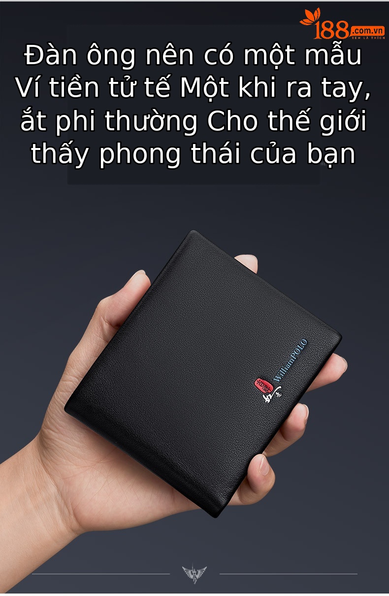Ví nam da thật siêu mỏng công sở nhiều ngăn đựng thẻ chi tiết 2