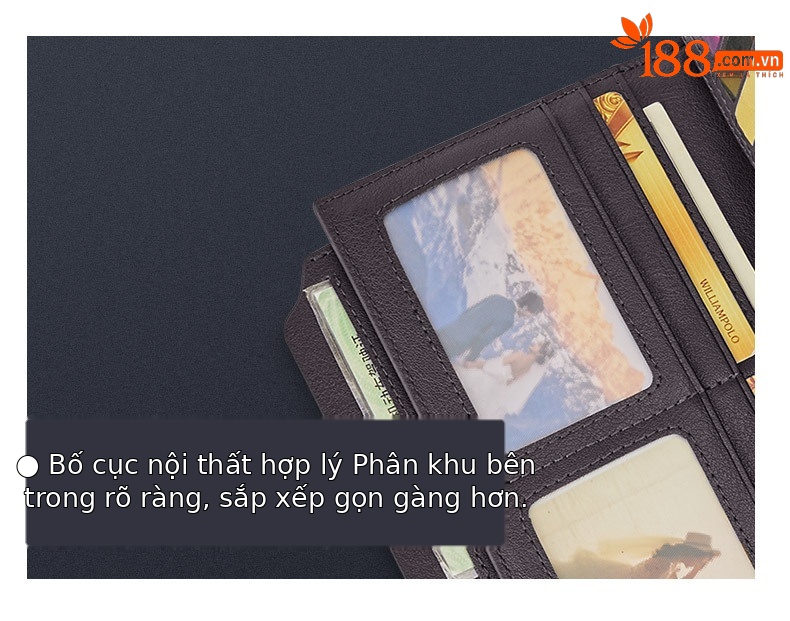 Ví nam dáng dài Emperor Paul da thật cao cấp dung tích lớn nhiều khe thẻ chi tiết 12