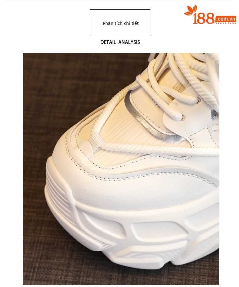 Giày sneaker nữ chunky đế dày phong cách thể thao mùa thu đông — Màu be chi tiết 7