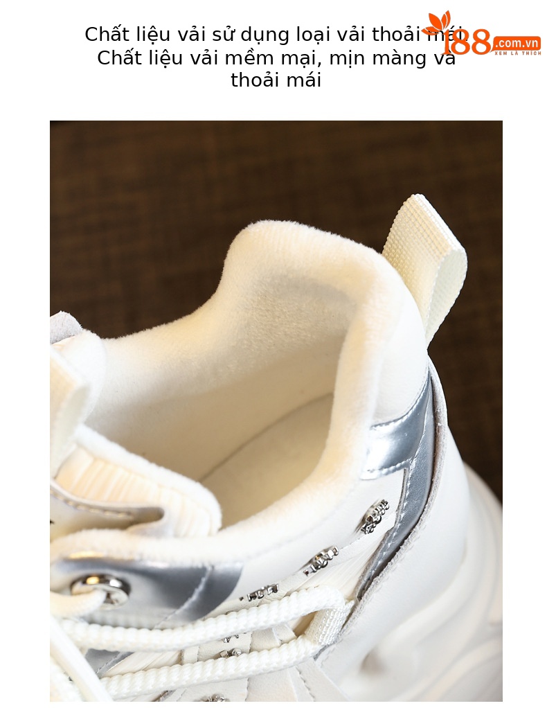 Giày sneaker nữ chunky đế dày phong cách thể thao mùa thu đông — Màu be chi tiết 8