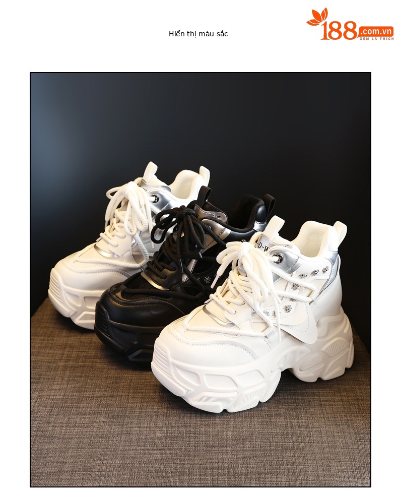 Giày sneaker nữ chunky đế dày phong cách thể thao mùa thu đông — Màu be chi tiết 18