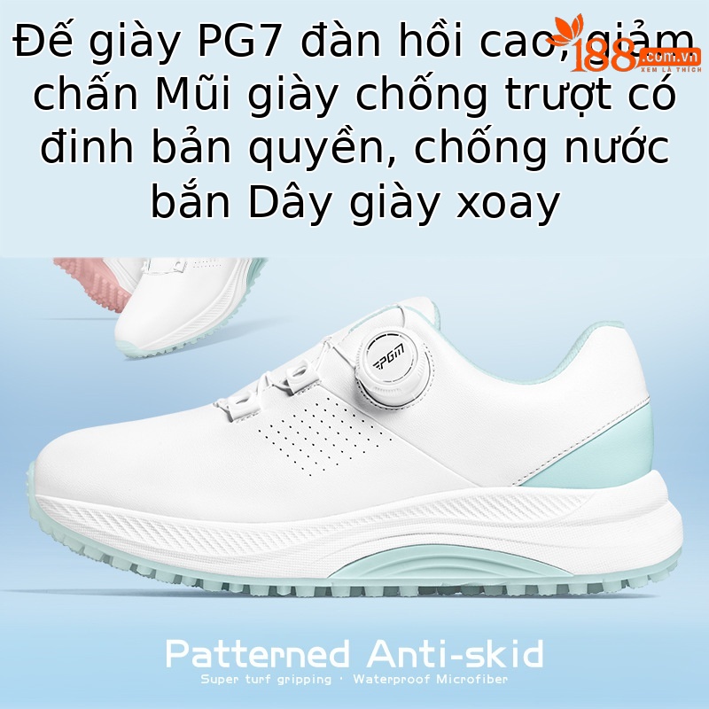 Giày golf nữ PGM chống nước núm vặn dây giày đế EVA cao đàn hồi — XZ403-[Chống thấm nước/tăng đệm/núm vặn dây giày] bạc hà trắng, XZ403-[Chống thấm nước/tăng đệm/núm vặn dây giày] màu trắng anh đào
