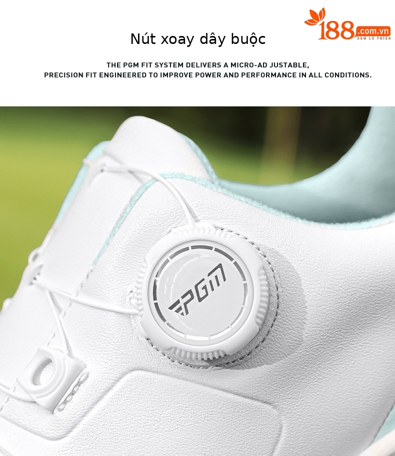 Giày golf PGM nữ chống thấm nước, chống trượt, đế foam nhẹ, có núm vặn dây giày — XZ397 【chống thấm nước/tăng độ đệm/dây giày núm] màu trắng ngọc lục bảo, XZ397 [chống thấm nước/tăng đệm/núm vặn dây giày] màu trắng anh đào chi tiết 15