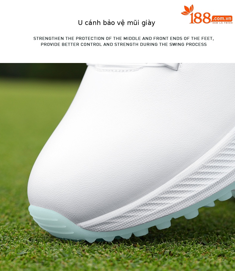 Giày golf PGM nữ chống thấm nước, chống trượt, đế foam nhẹ, có núm vặn dây giày — XZ397 【chống thấm nước/tăng độ đệm/dây giày núm] màu trắng ngọc lục bảo, XZ397 [chống thấm nước/tăng đệm/núm vặn dây giày] màu trắng anh đào chi tiết 16