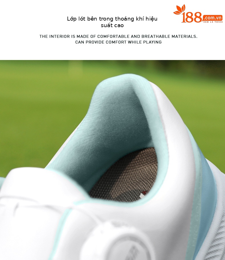 Giày golf PGM nữ chống thấm nước, chống trượt, đế foam nhẹ, có núm vặn dây giày — XZ397 【chống thấm nước/tăng độ đệm/dây giày núm] màu trắng ngọc lục bảo, XZ397 [chống thấm nước/tăng đệm/núm vặn dây giày] màu trắng anh đào chi tiết 18