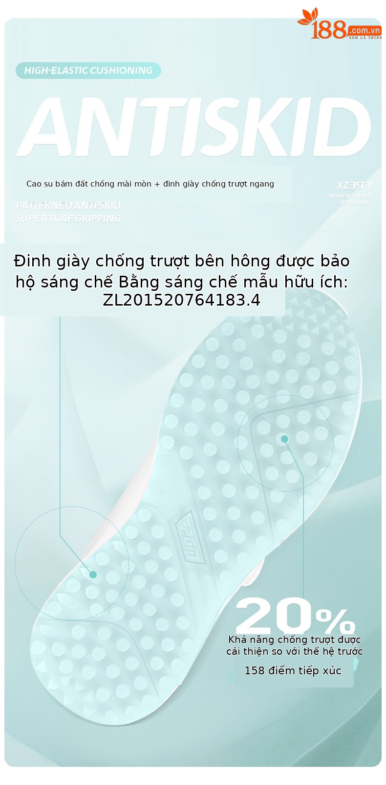 Giày golf PGM nữ chống thấm nước, chống trượt, đế foam nhẹ, có núm vặn dây giày — XZ397 【chống thấm nước/tăng độ đệm/dây giày núm] màu trắng ngọc lục bảo, XZ397 [chống thấm nước/tăng đệm/núm vặn dây giày] màu trắng anh đào chi tiết 6