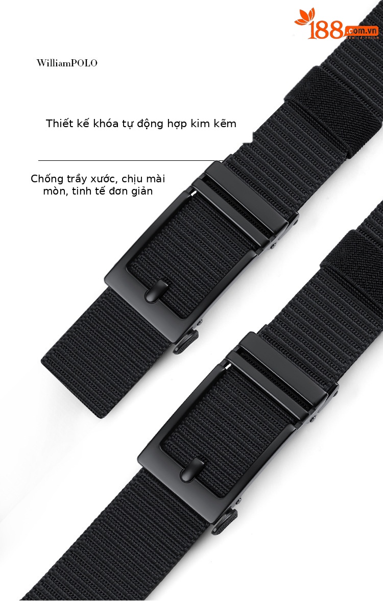 Thắt lưng nam vải canvas khóa tự động kim giả cao cấp phong cách công sở 2024 — 120cm, 110cm, 115cm, 105cm chi tiết 2