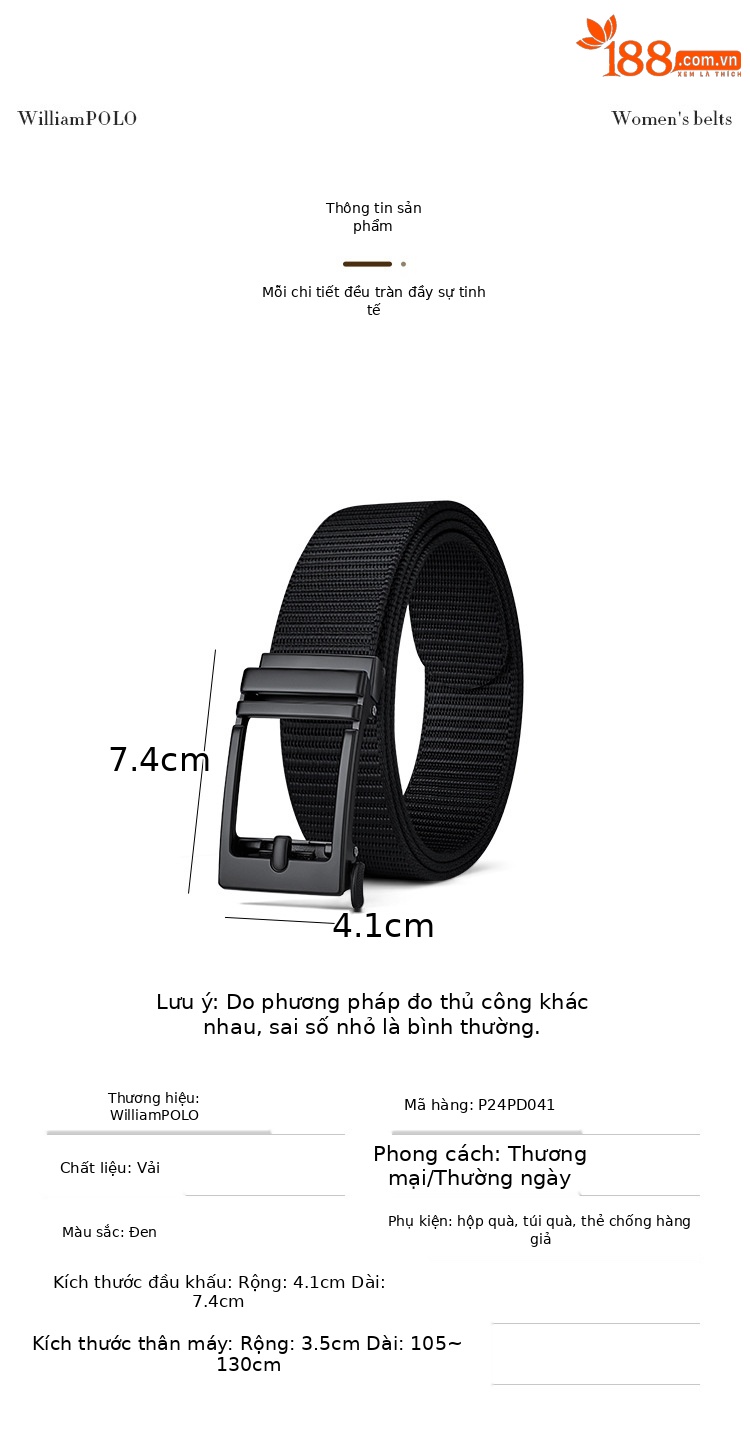 Thắt lưng nam vải canvas khóa tự động kim giả cao cấp phong cách công sở 2024 — 120cm, 110cm, 115cm, 105cm chi tiết 7
