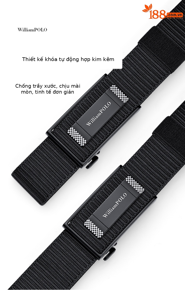 Thắt lưng nam Paul khóa tự động không răng vải canvas phong cách công sở dạo phố — 120cm, 110cm, 115cm, 105cm chi tiết 3