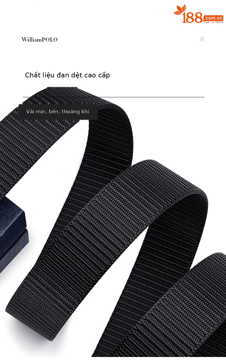 Thắt lưng nam Paul khóa tự động không răng vải canvas phong cách công sở dạo phố — 120cm, 110cm, 115cm, 105cm chi tiết 4