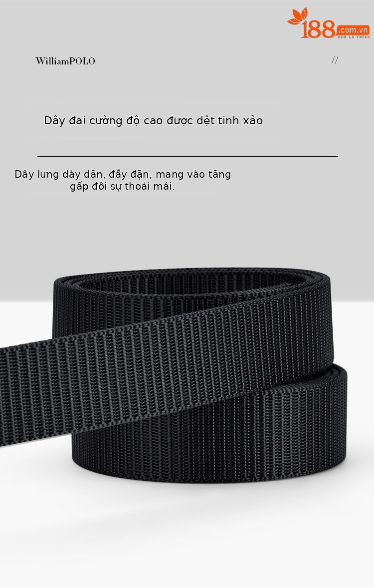 Thắt lưng nam Paul khóa tự động không răng vải canvas phong cách công sở dạo phố — 120cm, 110cm, 115cm, 105cm chi tiết 5