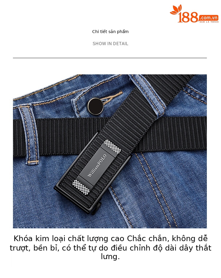 Thắt lưng nam Paul khóa tự động không răng vải canvas phong cách công sở dạo phố — 120cm, 110cm, 115cm, 105cm chi tiết 12