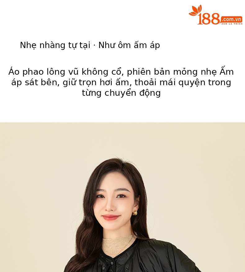 Áo phao nữ dáng ngắn nhẹ, giữ ấm mặc trong nhà, dễ gấp gọn — Áo khoác dài tay màu đen 64336 chi tiết 1