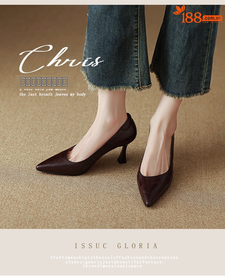 Giày cao gót mũi nhọn kiểu Pháp size 33-41, giày nữ xuân thu mới, giày cao gót đơn giản đi làm — Màu nâu chi tiết 2