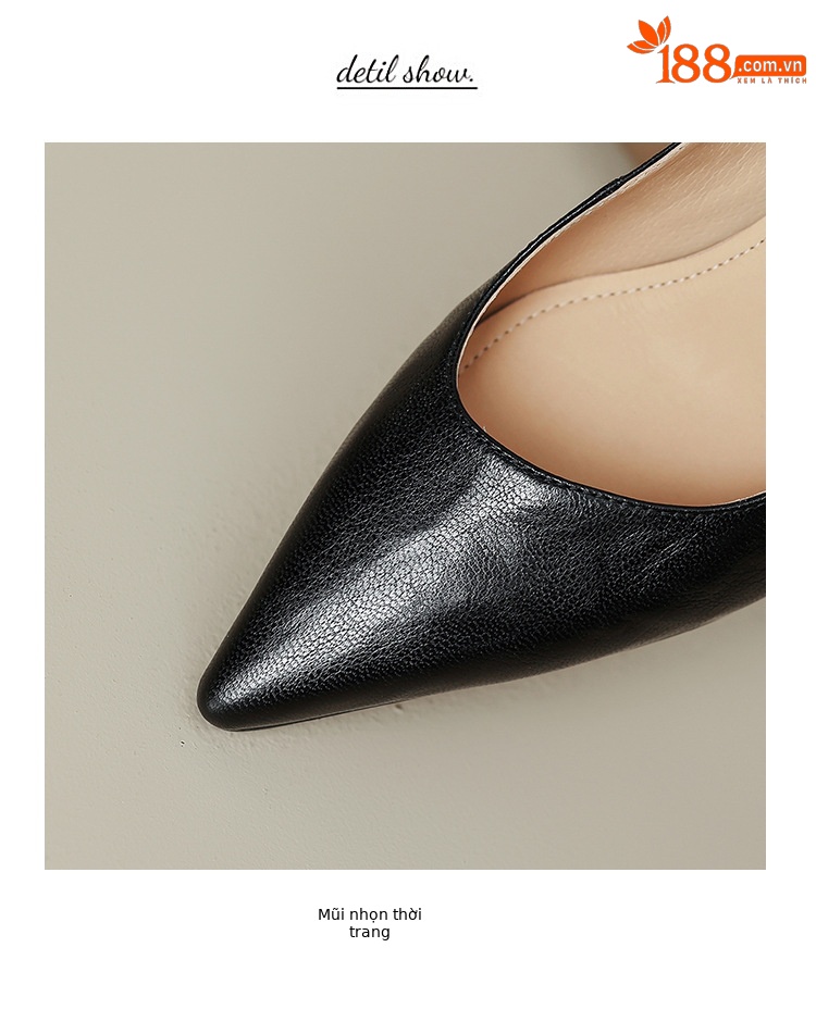 Giày cao gót mũi nhọn kiểu Pháp size 33-41, giày nữ xuân thu mới, giày cao gót đơn giản đi làm — Màu nâu chi tiết 7