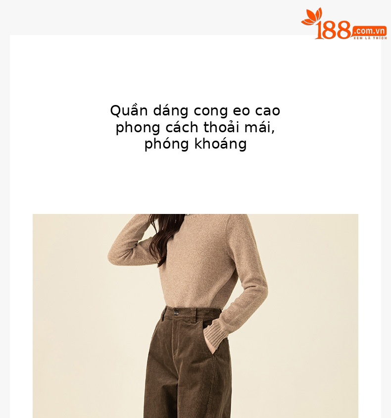 Quần ống rộng nữ cao eo chất liệu nhung tăm dày dáng dài chấm đất — màu xám chi tiết 5