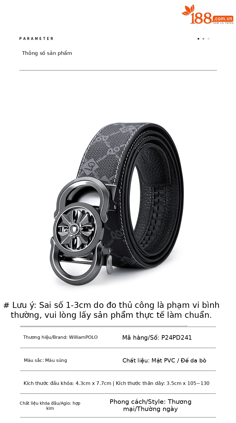 Thắt lưng nam tự động cao cấp Emperor Paul phong cách Hàn Quốc — 120cm, 130cm, 110cm, 125cm chi tiết 10