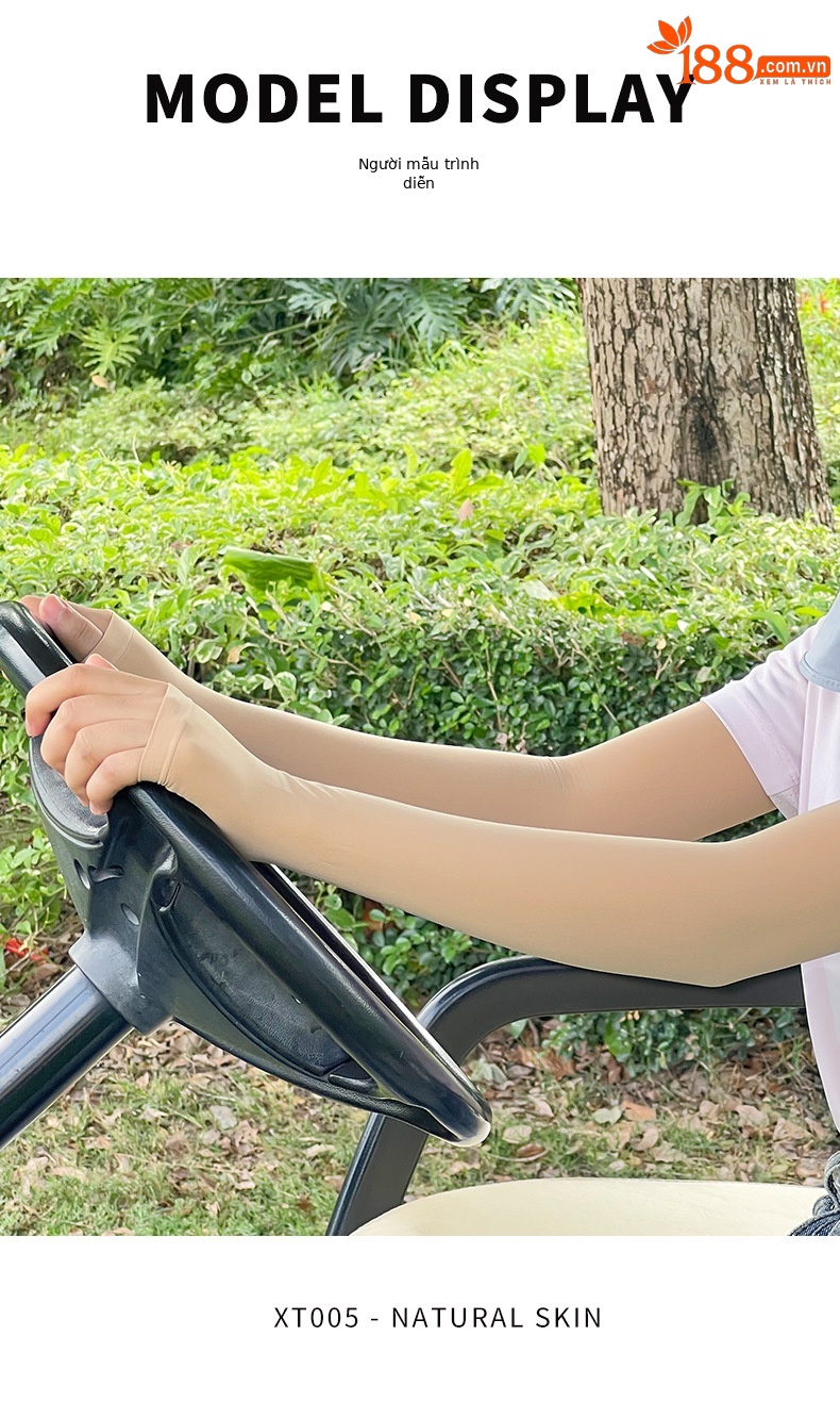 Tay áo chống nắng PGM dài 39 cm chất liệu lụa lạnh thoáng khí mùa hè — XT007-màu da [UPF50+/cảm giác trần liền mạch/màu da tự nhiên] chi tiết 11