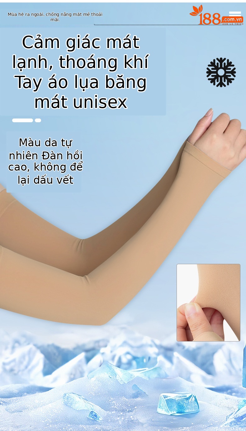 Tay áo chống nắng PGM dài 39 cm chất liệu lụa lạnh thoáng khí mùa hè — XT007-màu da [UPF50+/cảm giác trần liền mạch/màu da tự nhiên] chi tiết 5