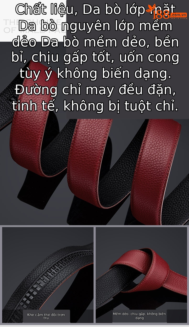 Thắt lưng da nam khóa tự động Hoàng đế Paul 2024 cao cấp — 120cm, 130cm, 110cm, 125cm chi tiết 8