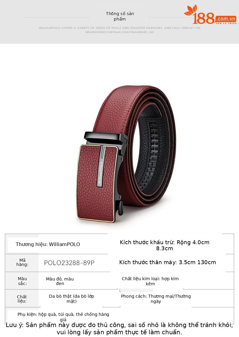 Thắt lưng da nam khóa tự động Hoàng đế Paul 2024 cao cấp — 120cm, 130cm, 110cm, 125cm chi tiết 9