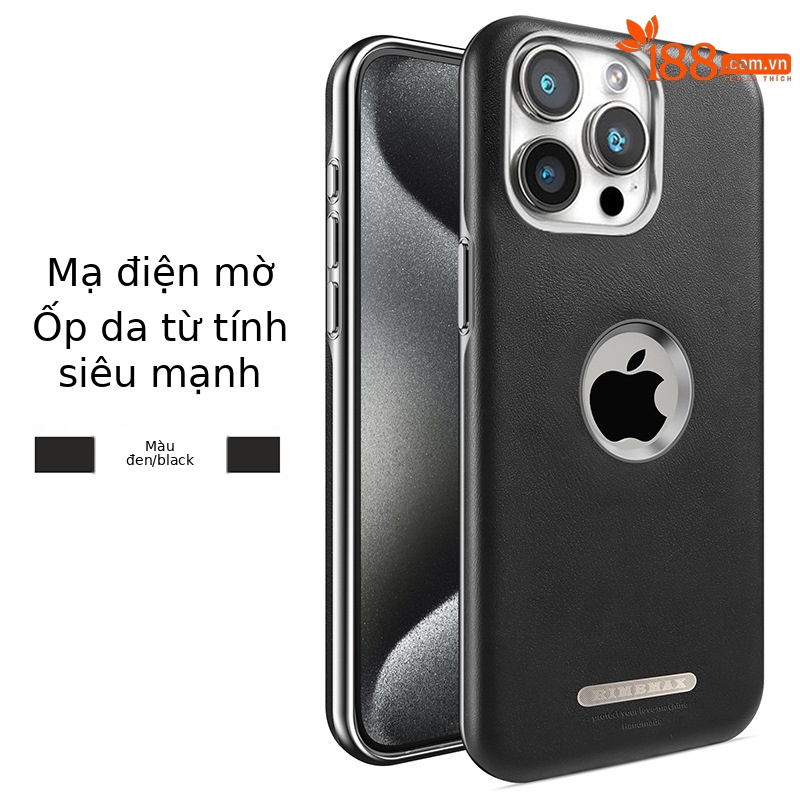 Ốp lưng da từ tính chống rơi cho iPhone 16 Pro Max, 15, 14 họa tiết sáp dầu cao cấp — màu đen quý phái, quý ông màu xanh, Màu nâu thanh lịch, nâu mocha