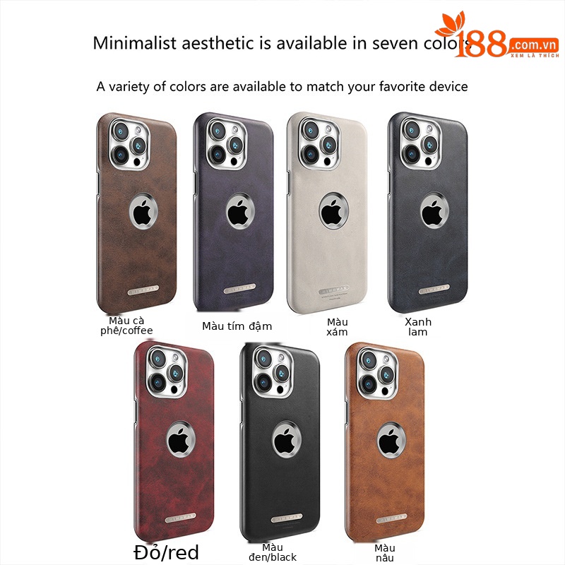 Ốp lưng da từ tính chống rơi cho iPhone 16 Pro Max, 15, 14 họa tiết sáp dầu cao cấp — màu đen quý phái, quý ông màu xanh, Màu nâu thanh lịch, nâu mocha
