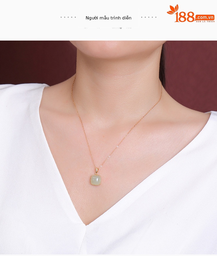 Mặt dây chuyền bạc S925 mạ vàng hình vuông phong cách cổ điển — Loại sáp ong (không có dây chuyền) chi tiết 5