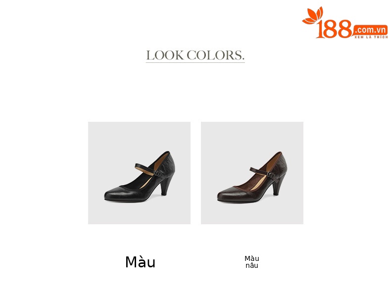 Giày cao gót nữ da cừu miệng nông gót dày Mary Jane 9 cm — Màu đen [9 cm] chi tiết 9