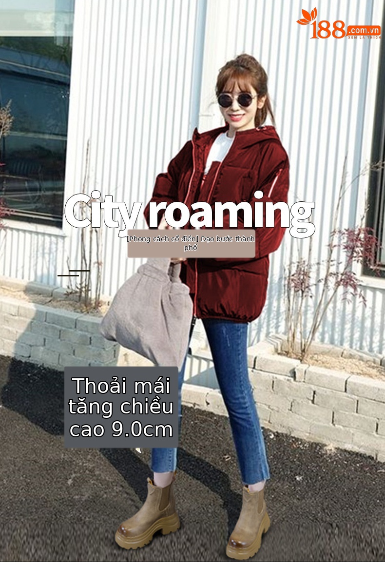 Boot Martin đế dày tăng chiều cao nữ phong cách Anh dáng ống khói — M2671-1 vàng lót nhung, M2671 một lớp màu đen, M2671 kaki một lớp bên trong, M2671-1 màu đen lót nhung chi tiết 1