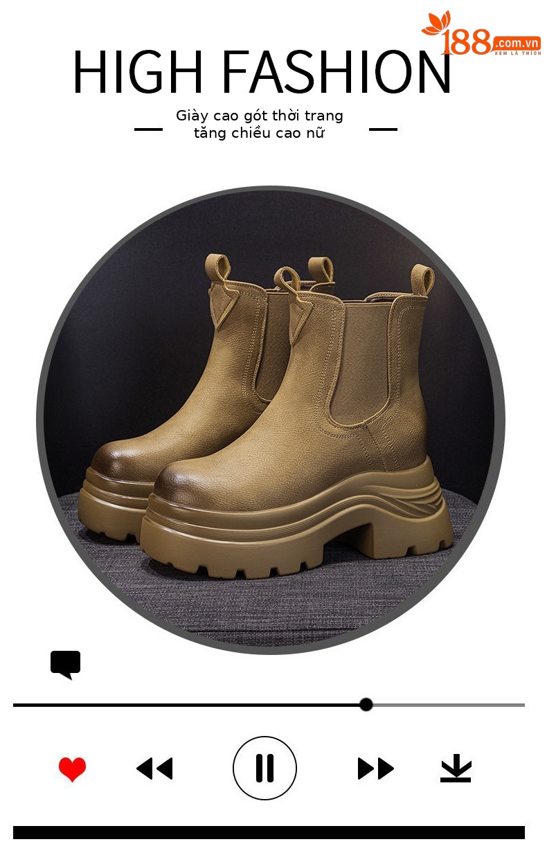 Boot Martin đế dày tăng chiều cao nữ phong cách Anh dáng ống khói — M2671-1 vàng lót nhung, M2671 một lớp màu đen, M2671 kaki một lớp bên trong, M2671-1 màu đen lót nhung chi tiết 5