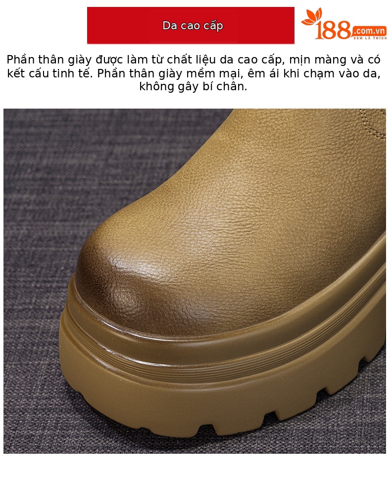 Boot Martin đế dày tăng chiều cao nữ phong cách Anh dáng ống khói — M2671-1 vàng lót nhung, M2671 một lớp màu đen, M2671 kaki một lớp bên trong, M2671-1 màu đen lót nhung chi tiết 7