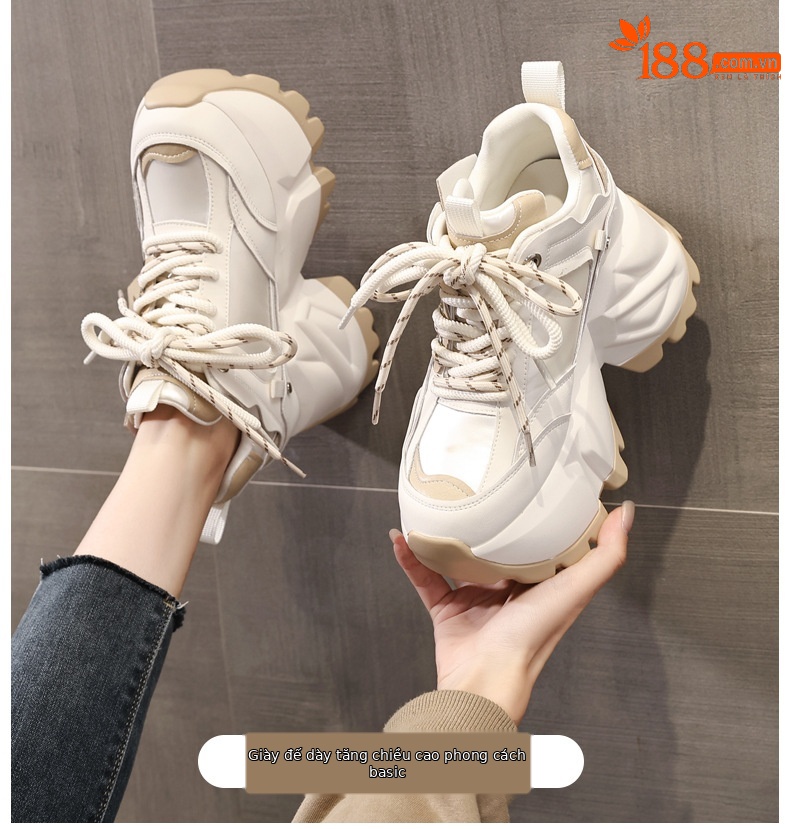Giày sneaker chunky nữ đế dày độn cao thời trang — Màu đen chi tiết 1
