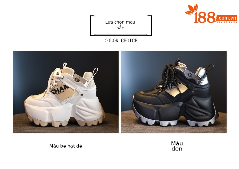 Giày sneaker chunky nữ đế dày độn cao thời trang — Màu đen chi tiết 2
