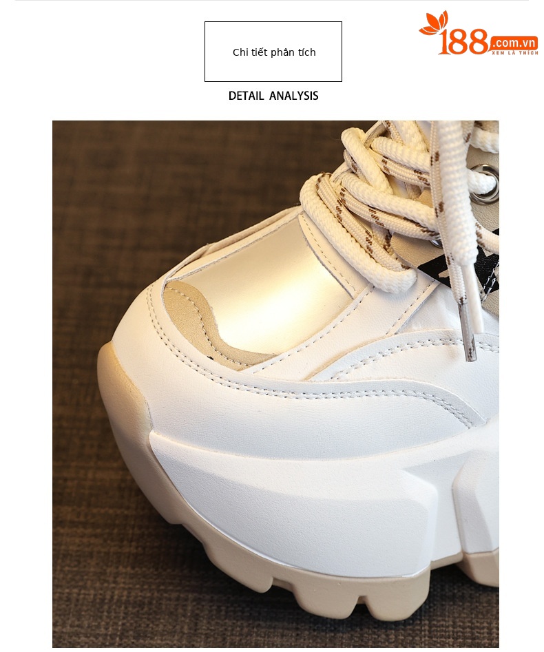 Giày sneaker chunky nữ đế dày độn cao thời trang — Màu đen chi tiết 7