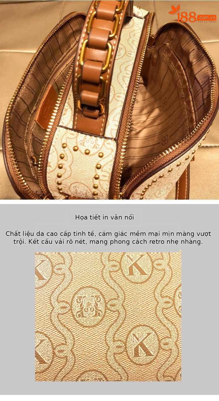 Túi xách tay nữ da cứng dáng vuông nhỏ, đeo vai đeo chéo đa năng — Trắng be chi tiết 4