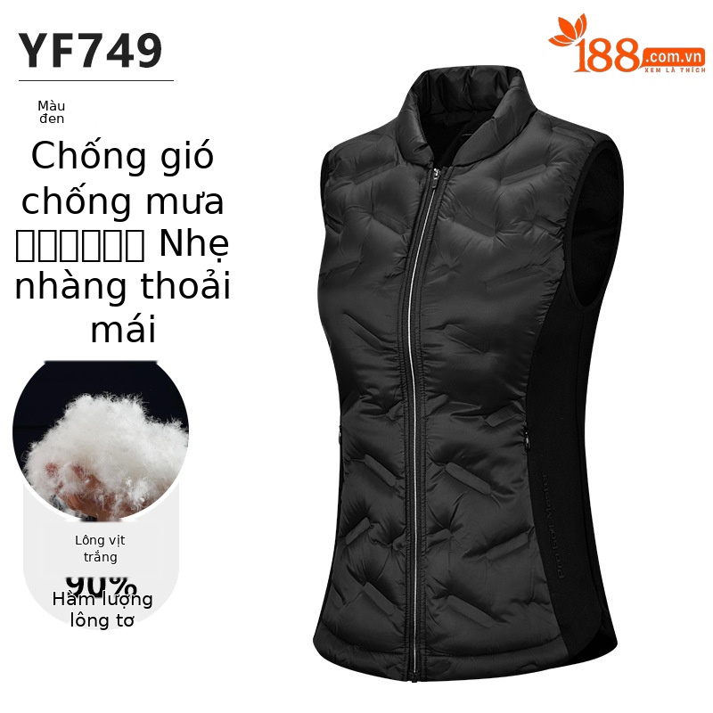 Áo khoác lông vũ golf nữ cổ đứng giữ ấm mùa thu đông — YF749 [giữ ấm và giữ nhiệt/90% vịt nhồi/chống nước và chống gió] vest đen, YF749 [giữ ấm và giữ nhiệt/90% vịt nhồi bông/chống nước và chống gió] vest trắng