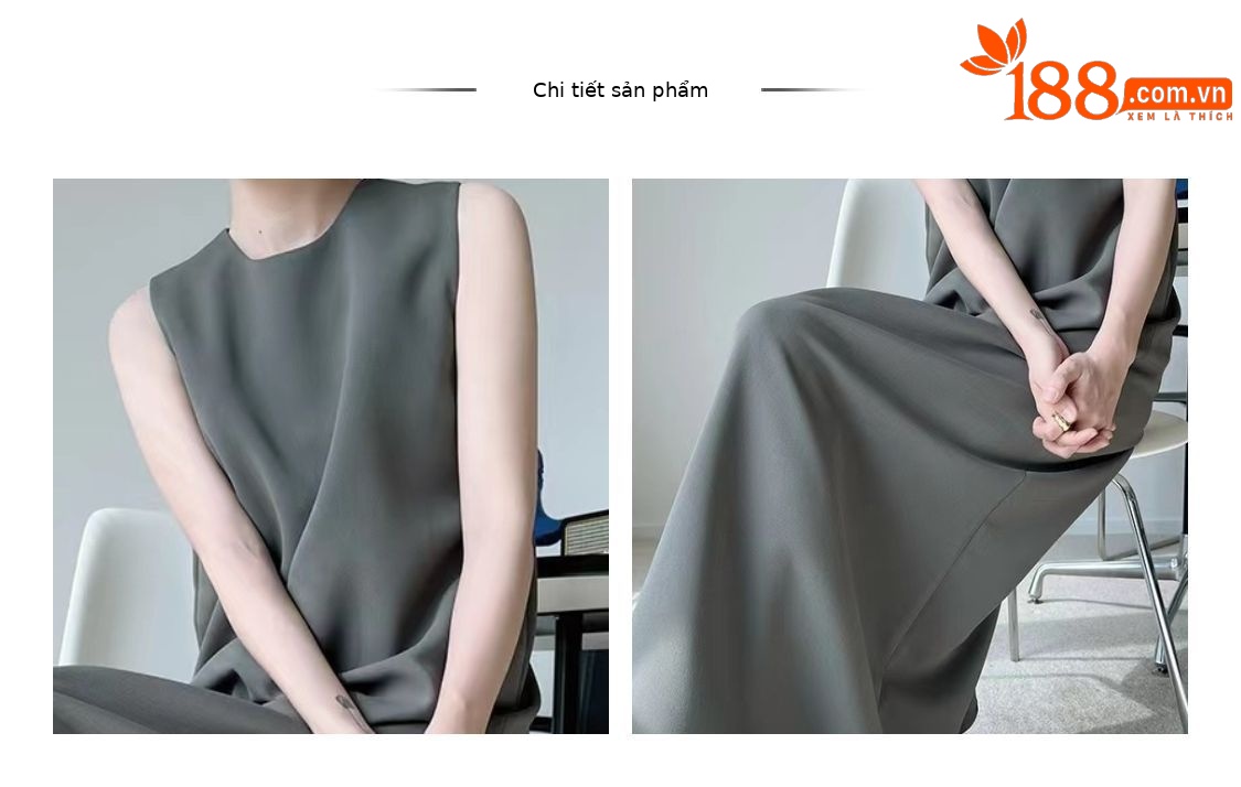 Váy maxi nữ dáng rộng phong cách lạnh lùng tối giản — Màu xám chi tiết 4
