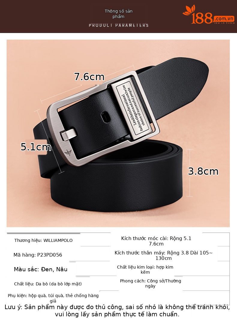 Thắt lưng da bò cao cấp nam khóa kim – phong cách công sở đơn giản — 120cm, 130cm, 110cm, 125cm chi tiết 12