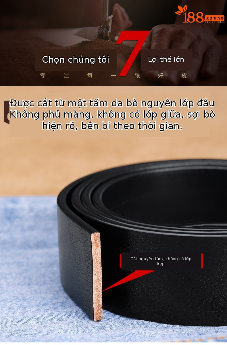 Thắt lưng da bò cao cấp nam khóa kim – phong cách công sở đơn giản — 120cm, 130cm, 110cm, 125cm chi tiết 3