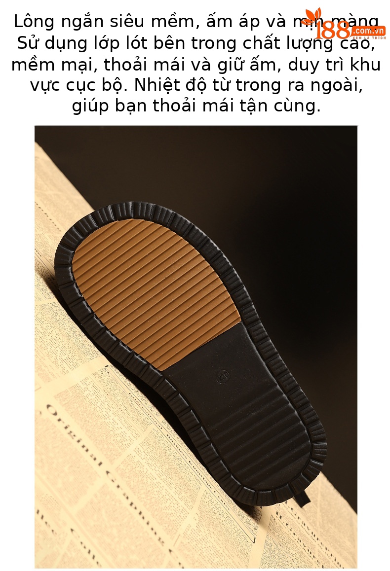 Giày boot nữ cổ cao lót nhung giữ ấm, đế dày độn cao chống trượt — Màu đen chi tiết 8