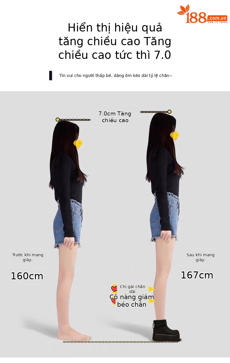 Giày boot nữ cổ cao lót nhung giữ ấm, đế dày độn cao chống trượt — Màu đen chi tiết 4